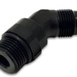 Load image into Gallery viewer, Vibrant -6AN Male Flare to Male -8AN ORB Swivel 45 Degree Adapter Fitting - Anodized Black - Detail View