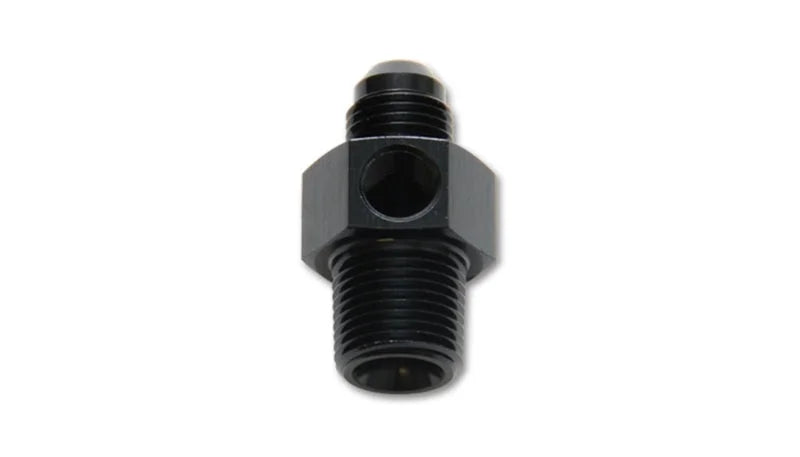 Vibrant -6AN Male to 1/4in NPT Male Union Adapter Fitting w/ 1/8in NPT Port - Main Product View
