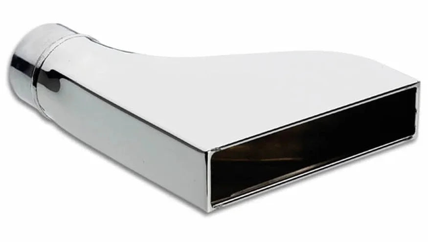 Vibrant 7.75in x 1.875in Rectangular SS Exhaust Tip (Camaro Style) - with 2.5in Inlet - Side View