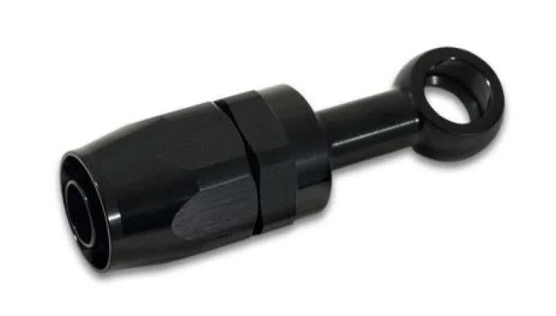 Vibrant -8AN Banjo Hose End Fitting for use with M12 or 7/16in Banjo Bolt - Aluminum Black - Detail View