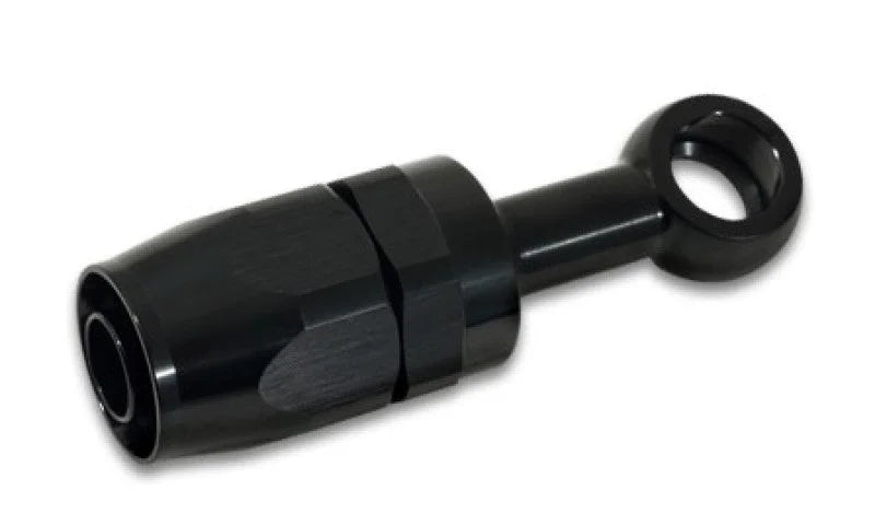 Vibrant -8AN Banjo Hose End Fitting for use with M14 or 9/16in Banjo Bolt - Aluminum Black - Detail View