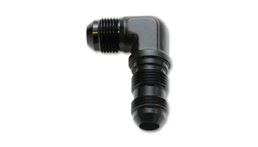 Vibrant -8AN Bulkhead Adapter 90 Degree Elbow Fitting - Anodized Black Only - Side View