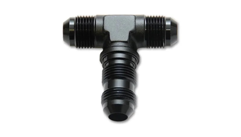 Vibrant -8AN Bulkhead Adapter Tee Fitting - Anodized Black Only - Side View