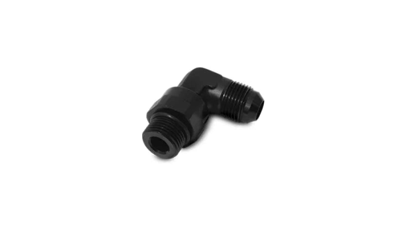 Vibrant -8AN Male Flare to Male -6AN ORB Swivel 90 Degree Adapter Fitting - Anodized Black - Main Product View