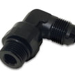 Load image into Gallery viewer, Vibrant -8AN Male Flare to Male -6AN ORB Swivel 90 Degree Adapter Fitting - Anodized Black - Detail View