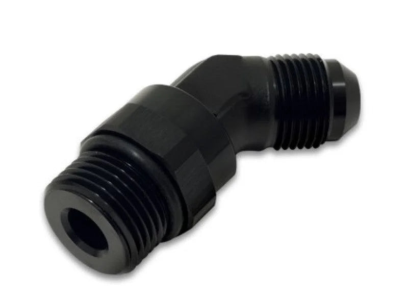 Vibrant -8AN Male to Male -10AN Straight Cut 45 Degree Adapter Fitting - Anodized Black - Back View