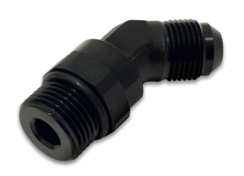 Vibrant -8AN Male to Male -6AN Straight Cut 45 Degree Adapter Fitting - Anodized Black - Back View