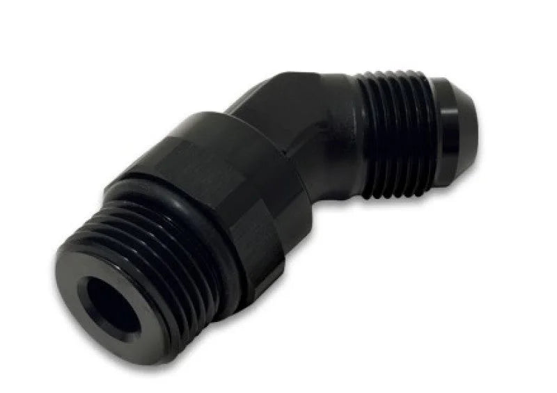 Vibrant -8AN Male to Male -8AN Straight Cut 45 Degree Adapter Fitting - Anodized Black - Back View