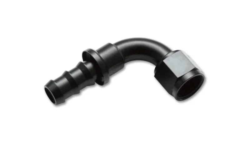 Vibrant -8AN Push-On 90 Deg Hose End Fitting - Aluminum - Side View