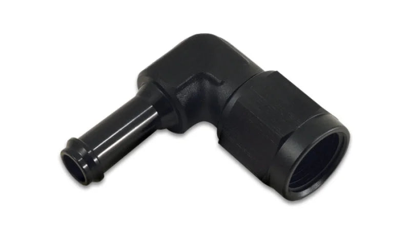 Vibrant -8AN to 1/2in Hose Barb 90 Degree Adapter - Anodized Black - Side View