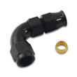 Load image into Gallery viewer, Vibrant 90 Deg 5/16in Tube to Female -6AN Adapter (w/ Olive Inserts) - Main Product View