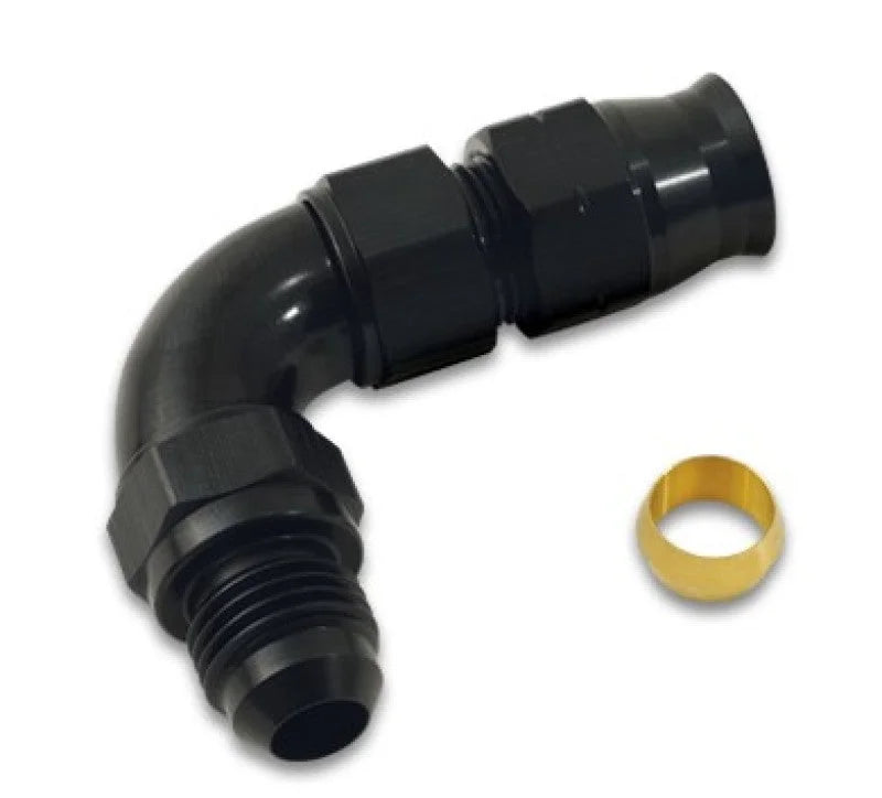 Vibrant 90 Degree 1/2in Tube to Male -8AN Flare Adapter w/ Olive Inserts - Back View