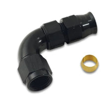 Load image into Gallery viewer, Vibrant 90 Degree 3/8in Tube to Male -6AN Flare Adapter w/ Olive Inserts - Back View