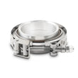 Load image into Gallery viewer, Vibrant AL V-B Flange Assembly for 4in OD Tubing incl 2 AL V-b flanges 1 SS V-B Clamp 1 Viton O-Ring - Side View