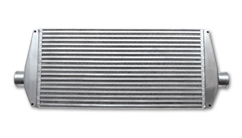 Vibrant Air-to-Air IC Assy complete w/ end tanks core size: 25in Wx12in Hx3.5in thick 3in in / out - Side View