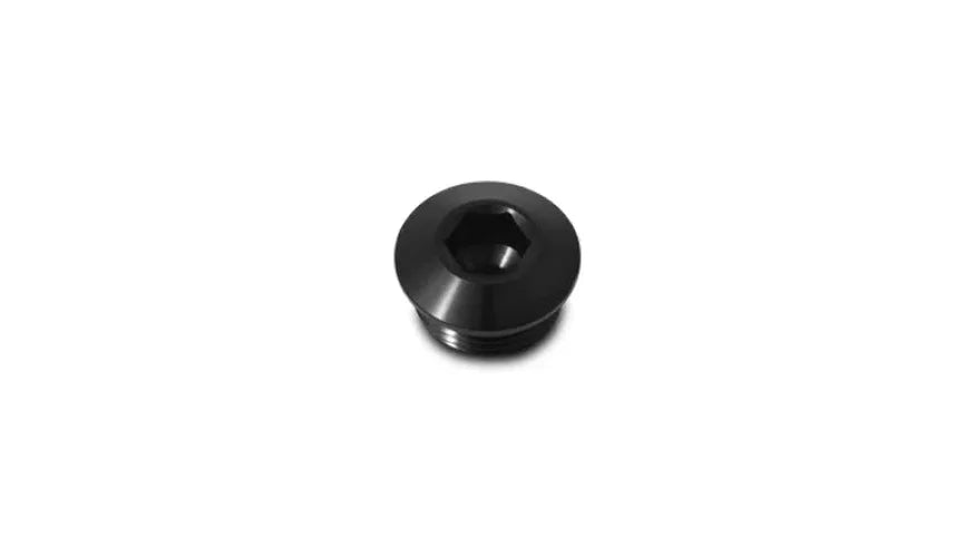Vibrant Aluminum -10AN ORB Slimline Port Plug w/O-Ring - Anodized Black - Side View