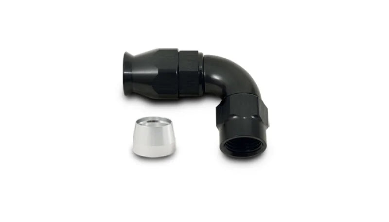 Vibrant Aluminum 90 Deg One Piece Hose End Fitting for PTFE Lined Hose -8AN Size - Side View