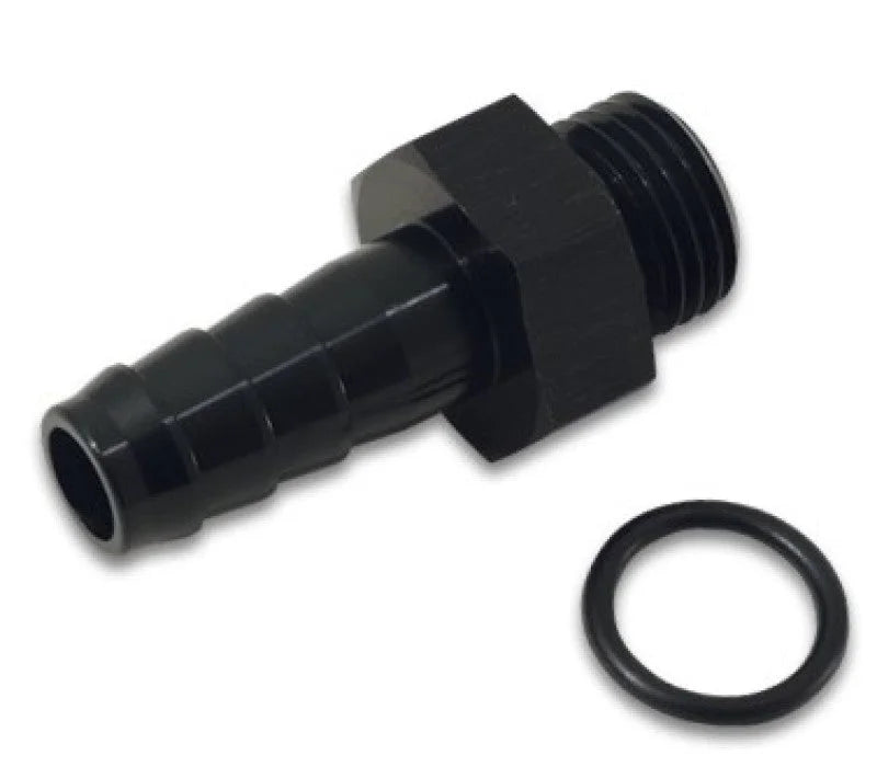 Vibrant Aluminum Male -6AN ORB to 1/8in Barb w/O-Ring - Anodized Black - Detail View