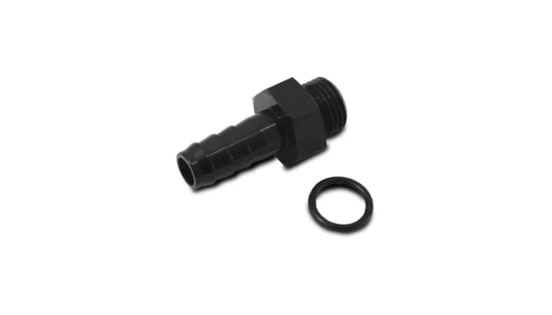 Vibrant Aluminum Male -6AN ORB to 5/16in Barb w/O-Ring - Anodized Black - Side View