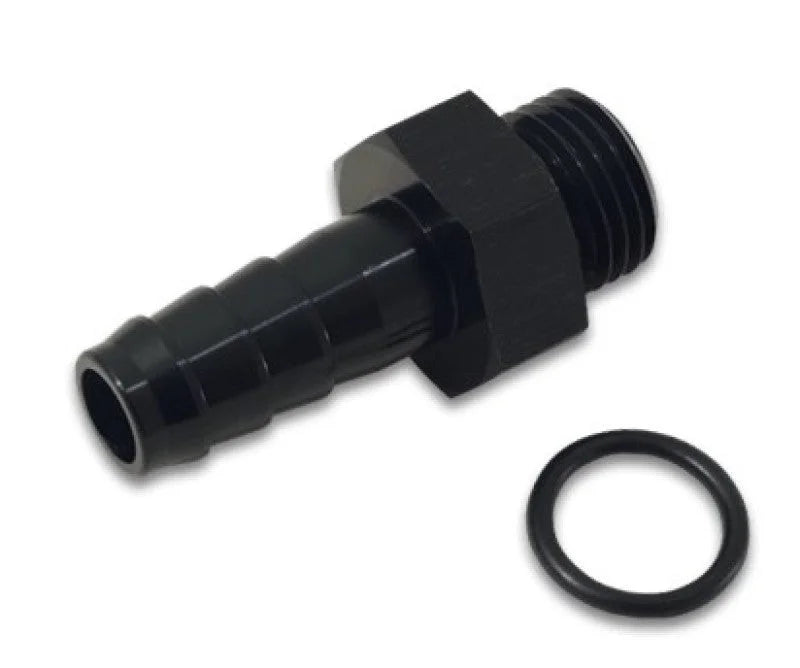 Vibrant Aluminum Male -8AN ORB to 1/2in Barb w/O-Ring - Anodized Black - Detail View