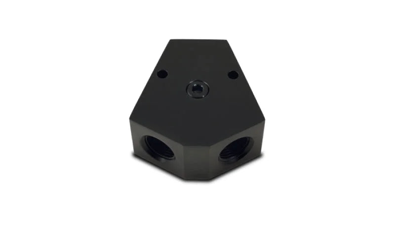 Vibrant Billet Aluminum Y-Block Fitting with 1/8in NPT Port - 1/2in NPT x 1/2in NPT x 1/2in NPT - Side View
