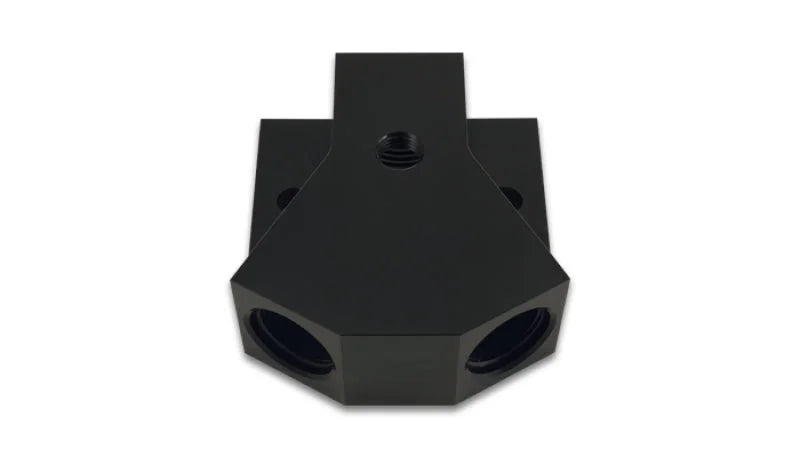 Vibrant Billet Aluminum Y-Block Fitting with 1/8in NPT Port -10AN x Dual -8AN ORB - Main Product View
