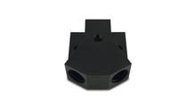 Load image into Gallery viewer, Vibrant Billet Aluminum Y-Block Fitting with 1/8in NPT Port -10AN x Dual -8AN ORB - Side View