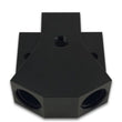 Load image into Gallery viewer, Vibrant Billet Aluminum Y-Block Fitting with 1/8in NPT Port -8AN x Dual -8AN ORB - Detail View