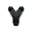 Load image into Gallery viewer, Vibrant Billet Aluminum Y-Block Fitting with 1/8in NPT Port - 1/2in NPT x 3/8in NPT x 3/8in NPT - Side View