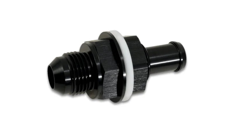 Vibrant Bulkhead Fuel Cell Adapter -6AN Male Flare x 3/8in Barb - Side View