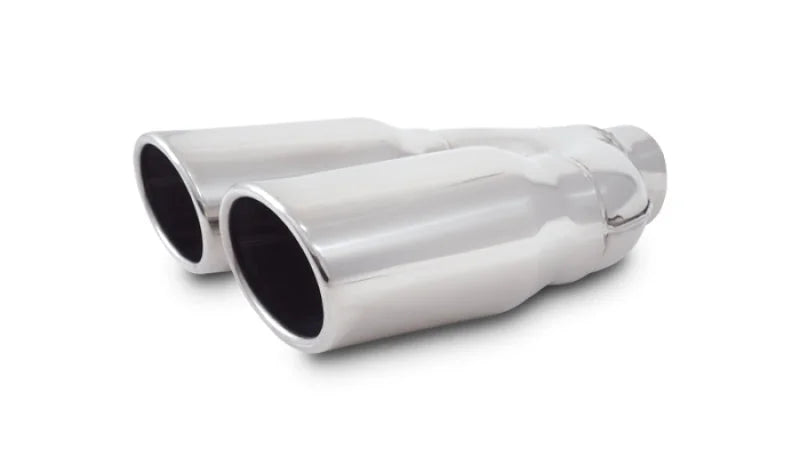 Vibrant Dual 3.25in x 2.75in Oval SS Exhaust Tip (Single Wall Angle Cut Rolled Edge) - Back View