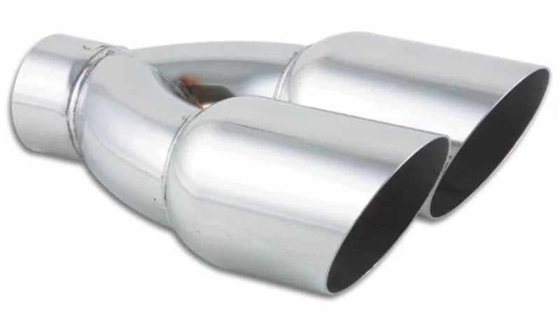 Vibrant Dual 3.5in Round SS Exhaust Tip (Single Wall Angle Cut) - Main Product View