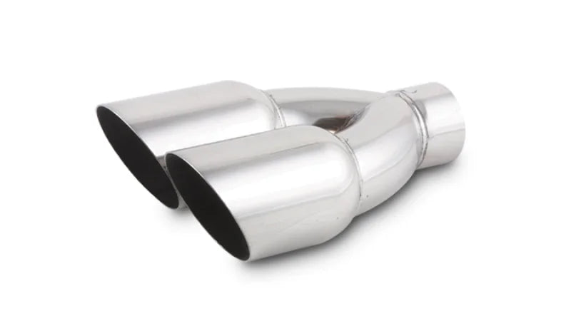 Vibrant Dual 3.5in Round SS Exhaust Tip (Single Wall Angle Cut) - Side View