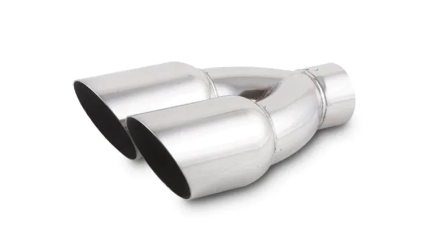 Vibrant Dual 3.5in Round SS Exhaust Tip (Single Wall Angle Cut) - Side View