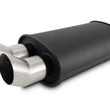 Load image into Gallery viewer, Vibrant Flat Blk Muffler 9x5x15in Body 3in Inlet ID 3in Tip OD w/Dual DTM Cut Tips - Main Product View