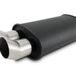 Load image into Gallery viewer, Vibrant Flat Blk Muffler 9x5x15in Body 3in Inlet ID 3in Tip OD w/Dual DTM Cut Tips - Main Product View