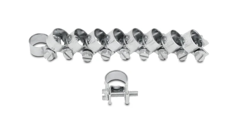 Vibrant Fuel Injector Style Mini Hose Clamps 7-9mm clamping range Pack of 10 Zinc Plated Mild Steel - Detail View