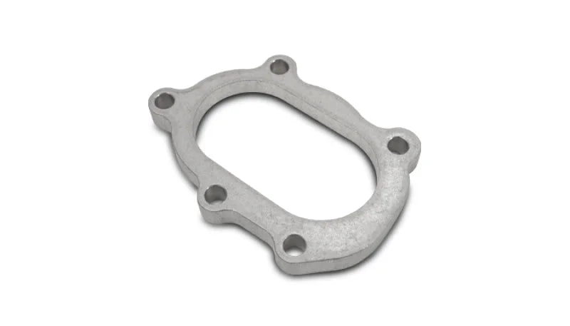 Vibrant GT25R / GT28R Discharge Flange with Oval Outlet (5 Bolt) T304 SS 1/2in Thick - Main Product View
