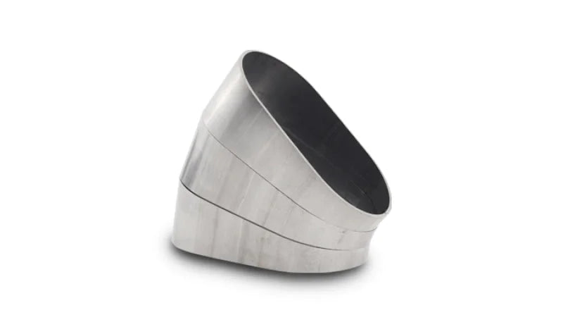 Vibrant Horizontal 304 SS Oval Pie Cuts 3.5in OD Tight 45 Degree Elbow - Side View