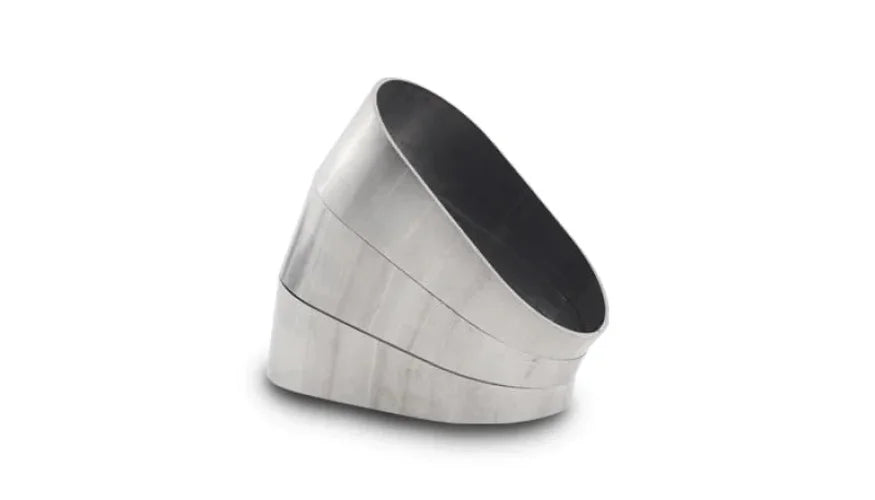 Vibrant Horizontal 304 SS Oval Pie Cuts 3.5in OD Tight 45 Degree Elbow - Side View