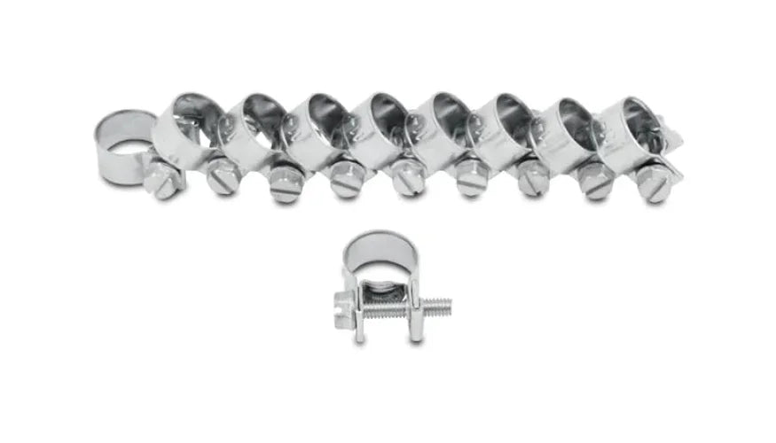 Vibrant Inj Style Mini Hose Clamps 12-14mm clamping range Pack of 10 Zinc Plated Mild Steel - Detail View