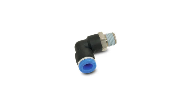 Vibrant Male Elbow Pneumatic Vacuum Fitting (1/4in NPT Thread) - for use with 1/4in (6mm) OD tubing - Side View