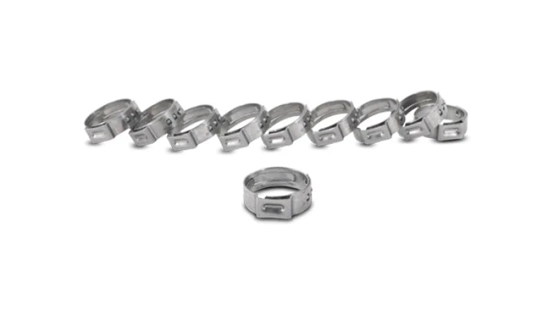 Vibrant One Ear Stepless Pinch Clamps 11.3-13.8mm clamping range (Pack of 10) SS 7mm band width - Side View