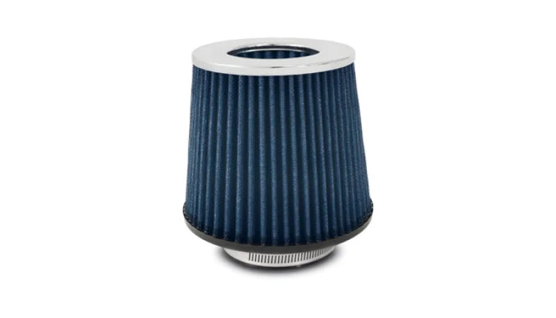 Vibrant Open Funnel Perf Air Filter (5in Cone O.D. x 5in Tall x 4.5in inlet I.D.) Chrome Filter Cap - Side View