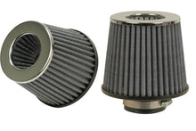 Load image into Gallery viewer, Vibrant Open Funnel Perf Air Filter (5in Cone O.D. x 5in Tall x 2.75in inlet I.D.) Chrome Filter Cap - Side View