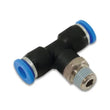Load image into Gallery viewer, Vibrant Push Lock Vacuum Male Tee Fitting Tube OD 3/16in Male Thread 1/8in NPT - Main Product View