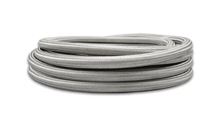 Vibrant SS Braided Flex Hose with PTFE Liner -6 AN (5 Foot Roll) - Side View