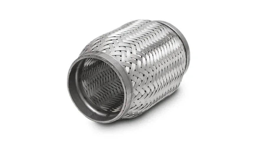 Vibrant SS Flex Coupling with Inner Braid Liner 2in inlet/outlet x 4in flex length - Side View