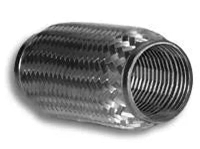 Vibrant SS Flex Coupling with Inner Braid Liner 2in inlet/outlet x 8in flex length - Side View
