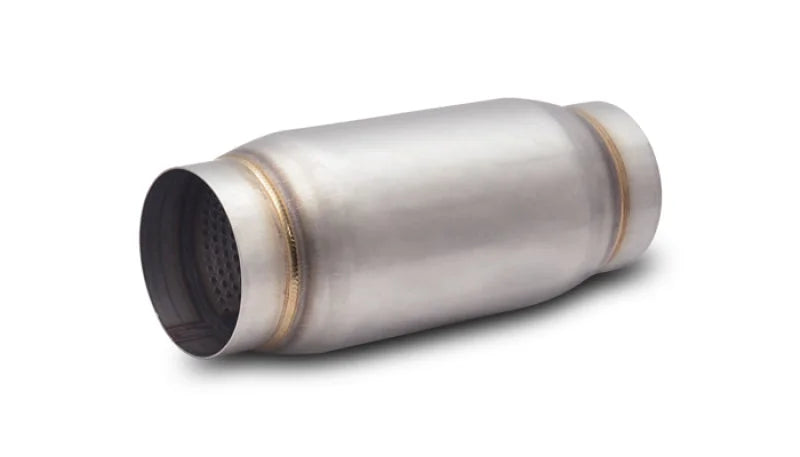 Vibrant SS Race Muffler 4in inlet/outlet x 9in long - Side View